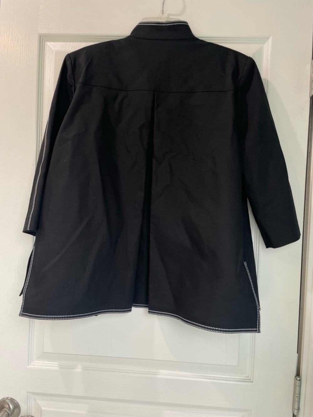 Ming Wang Black Open-Front Jacket with Contrast Stitching size Large - Picture 2 of 5